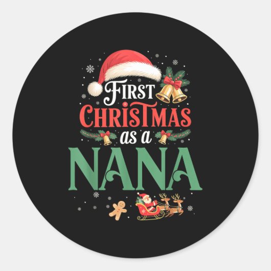 Funny First Christmas As A Nana Matching Family Xm ラウンドシール (正面)
