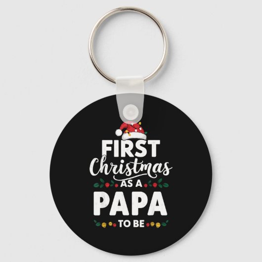 Funny First Christmas As A Papa To Be New Papa Chr キーホルダー (正面)