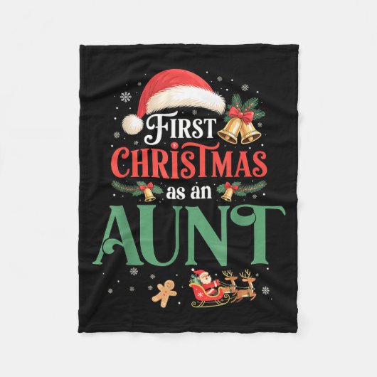 Funny First Christmas As An Aunt Matching Family X フリースブランケット (正面)