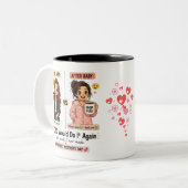 Funny First Mother’s Day Gift, Before After Baby ツートーンマグカップ (正面左)