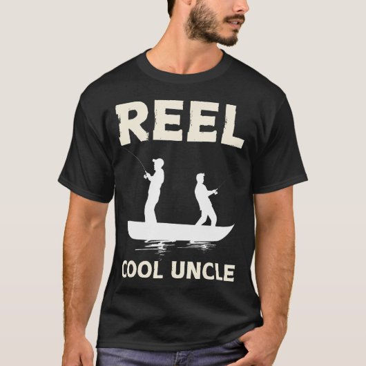 Funny First Time Uncle Design For Men Reel Fishing Tシャツ (正面)