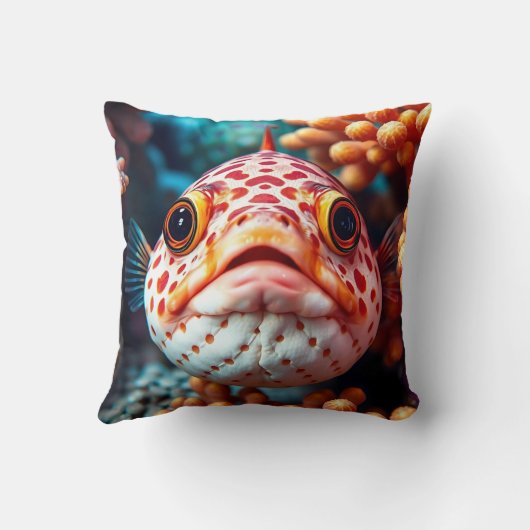 Funny Fish and Coral Close  クッション (裏面)