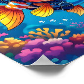 Funny Fish | Cute Cartoon Kid's Nursery Art ポスター (角)