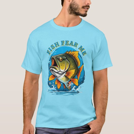 Funny Fish Fear Me Fisherman Sports Tシャツ (正面)