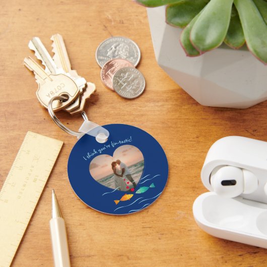 Funny Fish Pun Custom Photo Valentine's Day キーホルダー (デスク)