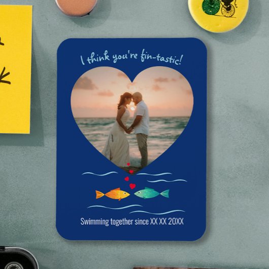 Funny Fish Pun Custom Photo Valentine's Day マグネット