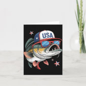 Funny Fishing &amp; Fisherman Gift American Flag  カード (正面)
