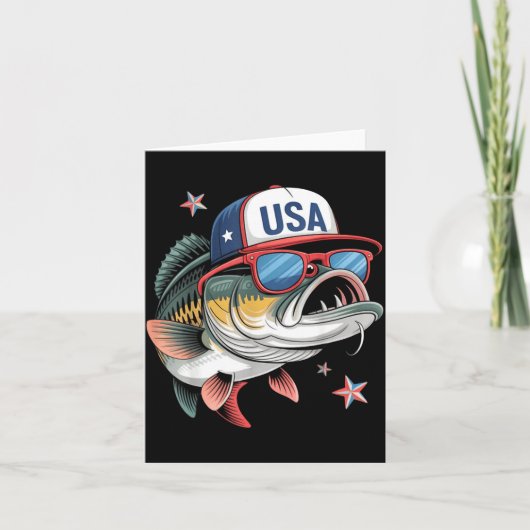 Funny Fishing & Fisherman Gift American Flag カード (正面)