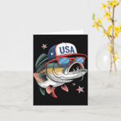 Funny Fishing & Fisherman Gift American Flag カード (黄色い花)