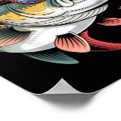 Funny Fishing &amp; Fisherman Gift American Flag  ポスター (角)