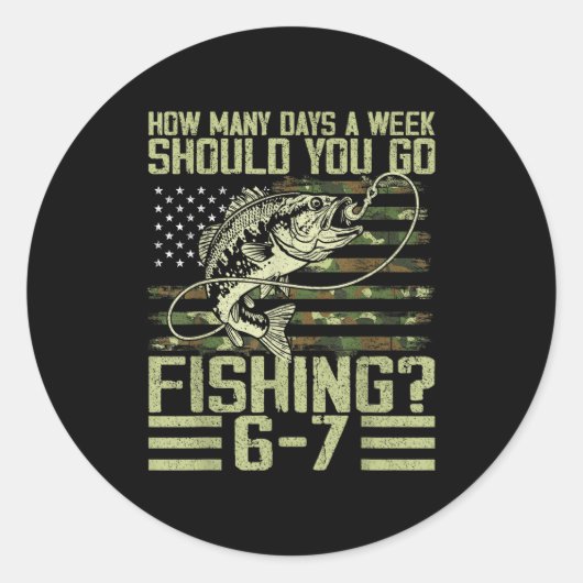 Funny Fishing Boy Teens Kid Camouflage Usa Flag B  ラウンドシール (正面)