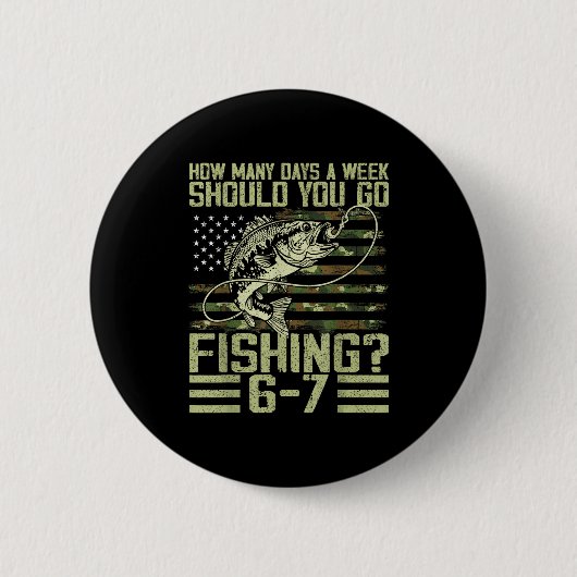 Funny Fishing Boy Teens Kid Camouflage Usa Flag B  缶バッジ (正面)