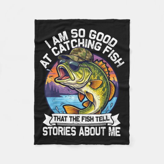 Funny Fishing Dad Men Funny Reel Cool Fish B Fishi フリースブランケット (正面)