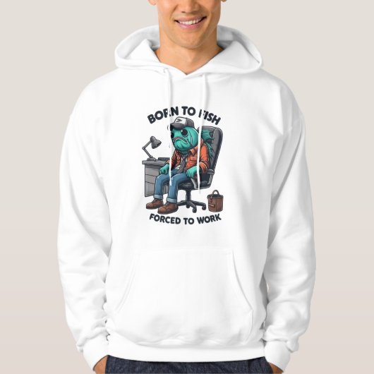Funny Fishing Forced to Work Hoodie パーカ (正面)