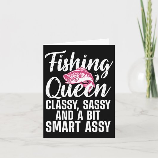 Funny Fishing Queen Design For Women Ladies Fishin カード (正面)