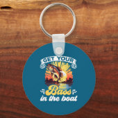 Funny Fishing Quote Hooked On B Fishing  キーホルダー (正面)