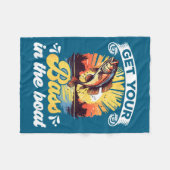 Funny Fishing Quote Hooked On B Fishing  フリースブランケット (正面(横))