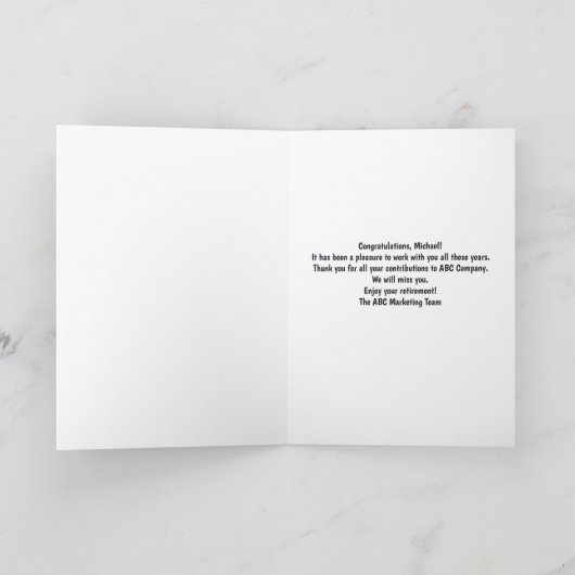 Funny Fishing Retirement Card カード (内部)