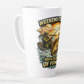 Funny Fishing T-Shirt – Weekend Forecast 100% Chan カフェラテマグ (左アングル)