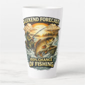 Funny Fishing T-Shirt – Weekend Forecast 100% Chan カフェラテマグ (正面)