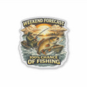 Funny Fishing T-Shirt – Weekend Forecast 100% Chan シール (正面)