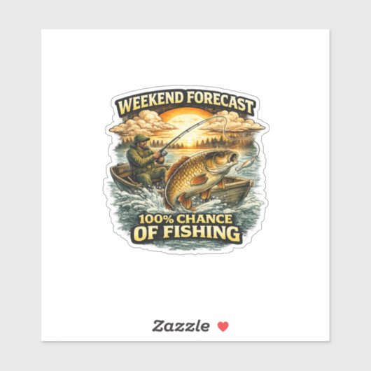 Funny Fishing T-Shirt – Weekend Forecast 100% Chan シール (シート)