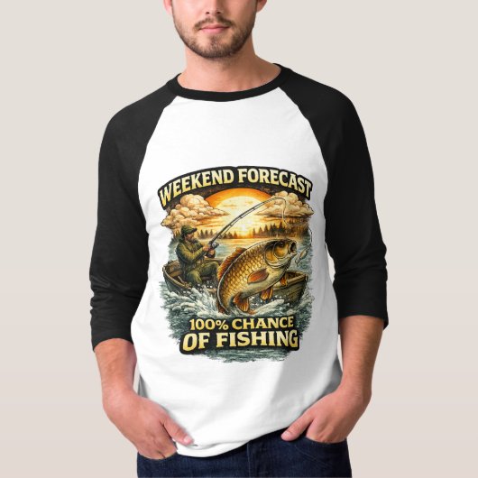 Funny Fishing T-Shirt – Weekend Forecast 100% Chan Tシャツ (正面)