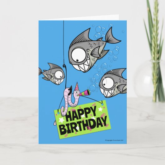 Funny Fishing Themed Birthday Card カード (正面)