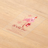 Funny Flamingo Christmas Holiday Party アクリル招待状 (レイダウン)