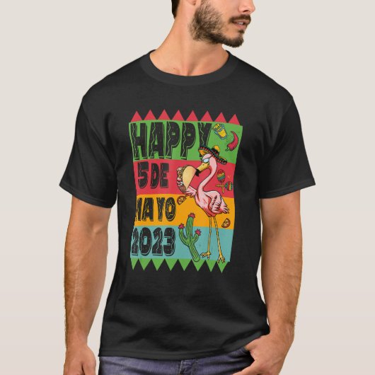 Funny Flamingo Mexican Fiesta Cinco de Mayo Taco S Tシャツ (正面)