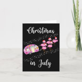 Funny Flamingo Pink Retro Camping Car Christmas In カード (正面)