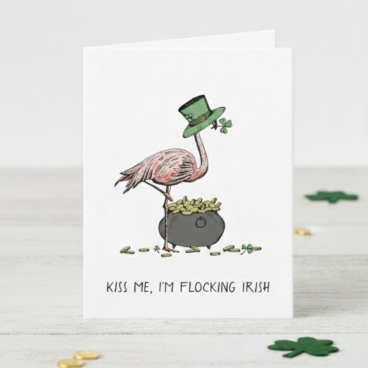 Funny Flamingo St Patrick’s Day Card カード