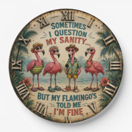 Funny Flamingo Tropical Beach Coastal Farmhouse ペーパープレート