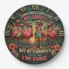 Funny Flamingo Tropical Humorous Beach House ペーパープレート
