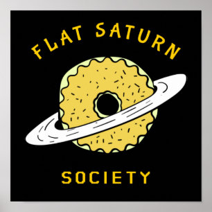 Funny Flat Saturn Society Donut illustration ポスター