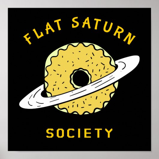 Funny Flat Saturn Society Donut illustration ポスター (正面)
