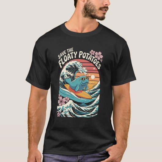 Funny Floaty Potato Manatee Sea Cow Tシャツ (正面)