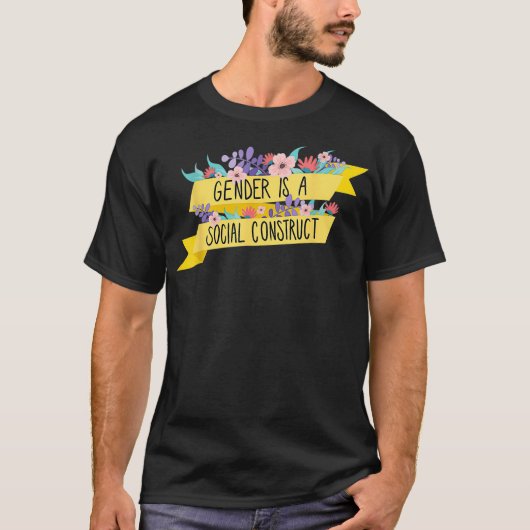 Funny Floral Gender Is A Social Construct LGBTQ Ga Tシャツ (正面)
