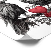 Funny Floral Heart Raven F-caw-f Anti Valentin's D ポスター (角)