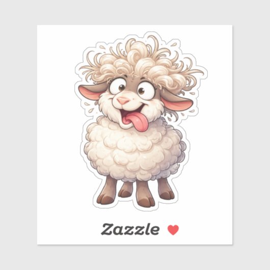 Funny Fluffy Sheep Custom-Cut Vinyl Sticker シール (シート)