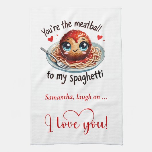 Funny Food Valentine Kitchen Towel Love Gift キッチンタオル (縦)
