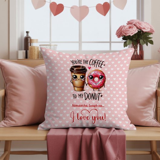 Funny Food Valentine Pillow with Custom Name クッション