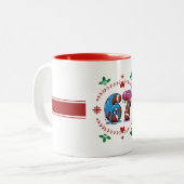 Funny Football 67 Drip Art Christmas Holiday Meme ツートーンマグカップ (正面左)