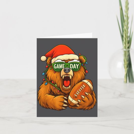 Funny Football Bear Christmas Game Day Shirt Vinta カード (正面)