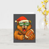 Funny Football Bear Christmas Game Day Shirt Vinta カード (黄色い花)