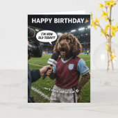 Funny Football Birthday Card VAR Joke Dog カード (黄色い花)