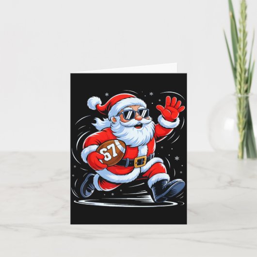 Funny Football Santa 67 Christmas Xmas Holiday Boy カード (正面)