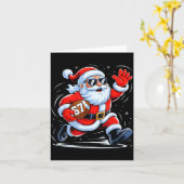 Funny Football Santa 67 Christmas Xmas Holiday Boy カード (黄色い花)