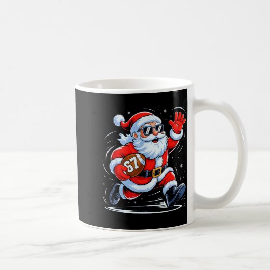 Funny Football Santa 67 Christmas Xmas Holiday Boy コーヒーマグカップ (右)