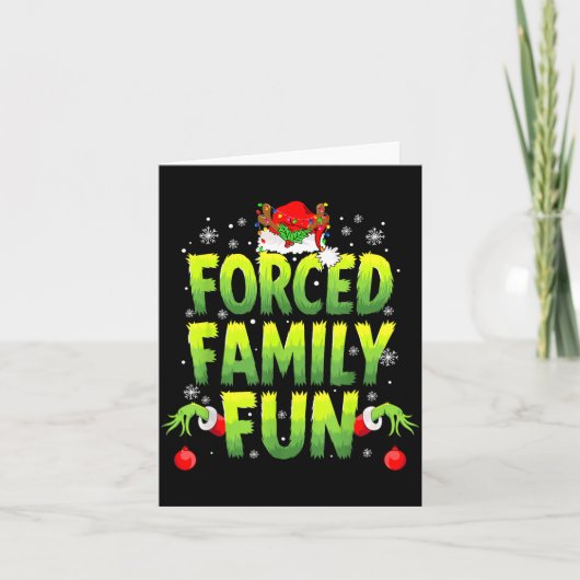 Funny Forced Family Fun Christmas Holiday Men Kids カード (正面)